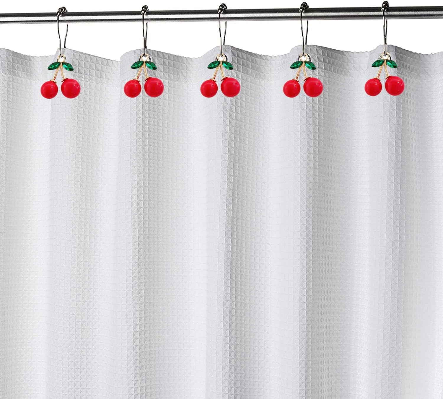 ZILucky 12pcs Red Cherry Shower Curtain Hooks