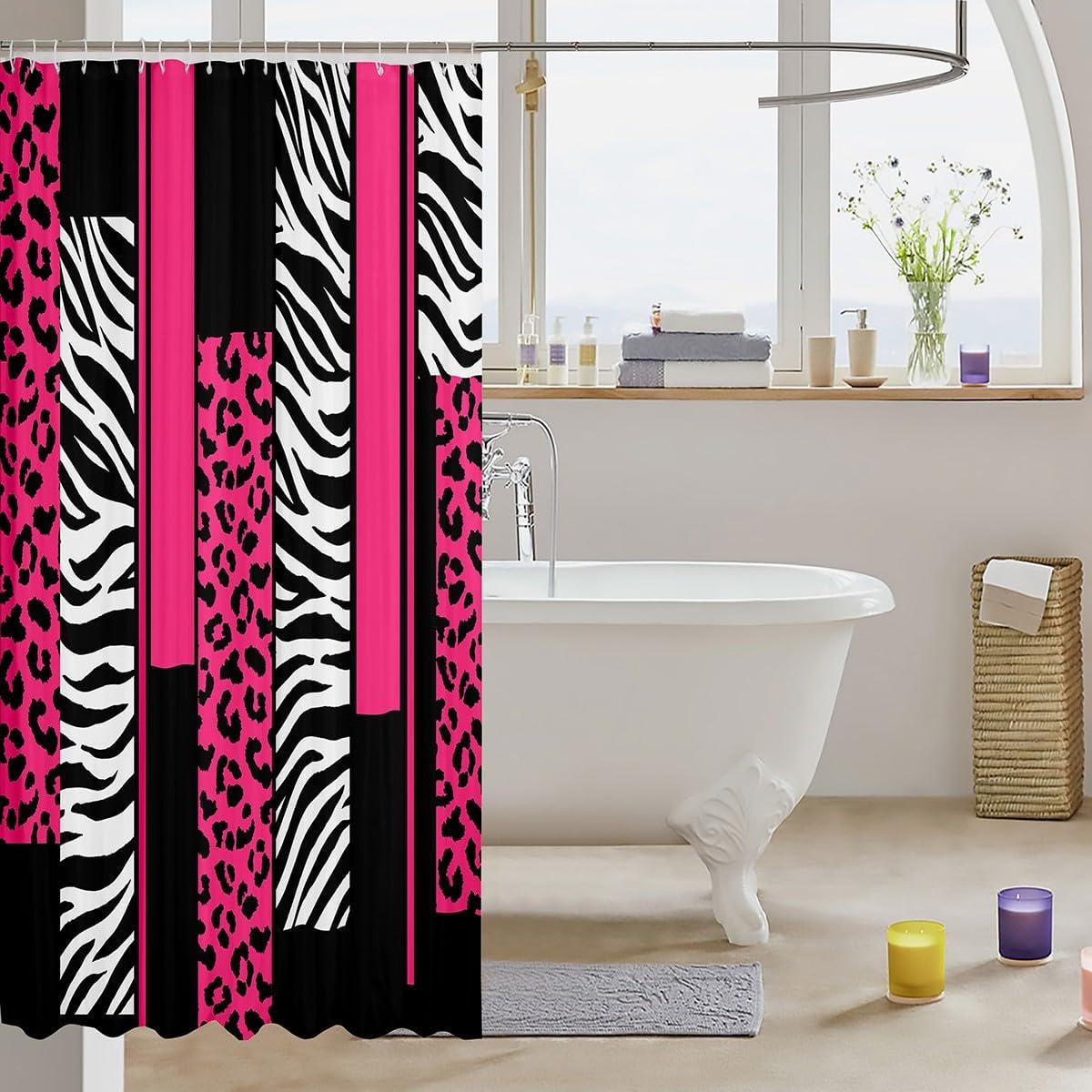 Adorable Leopard and Zebra Shower Curtain for Kids