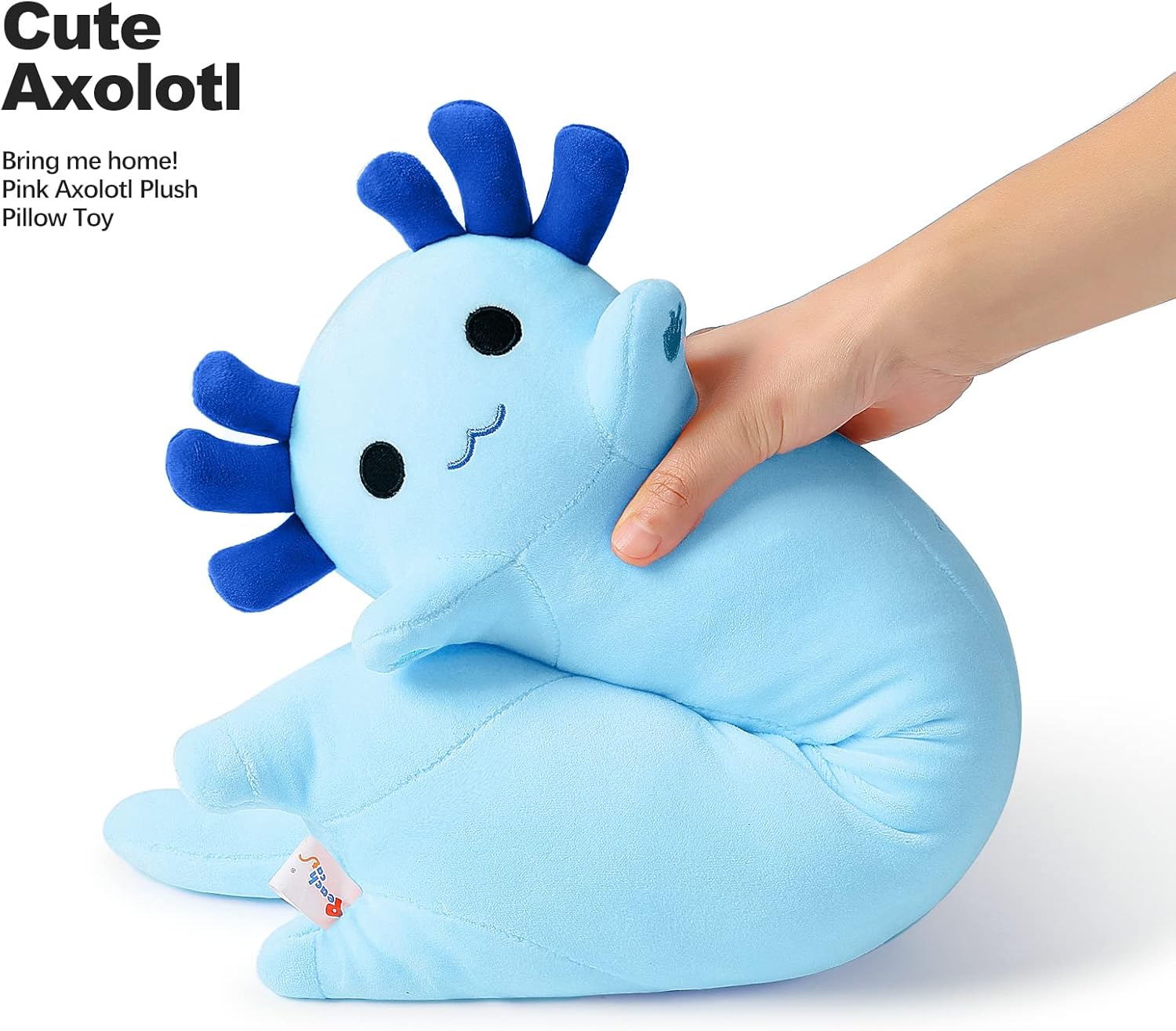 Blue Long Axolotl Plush Pillow for Kids and Adults