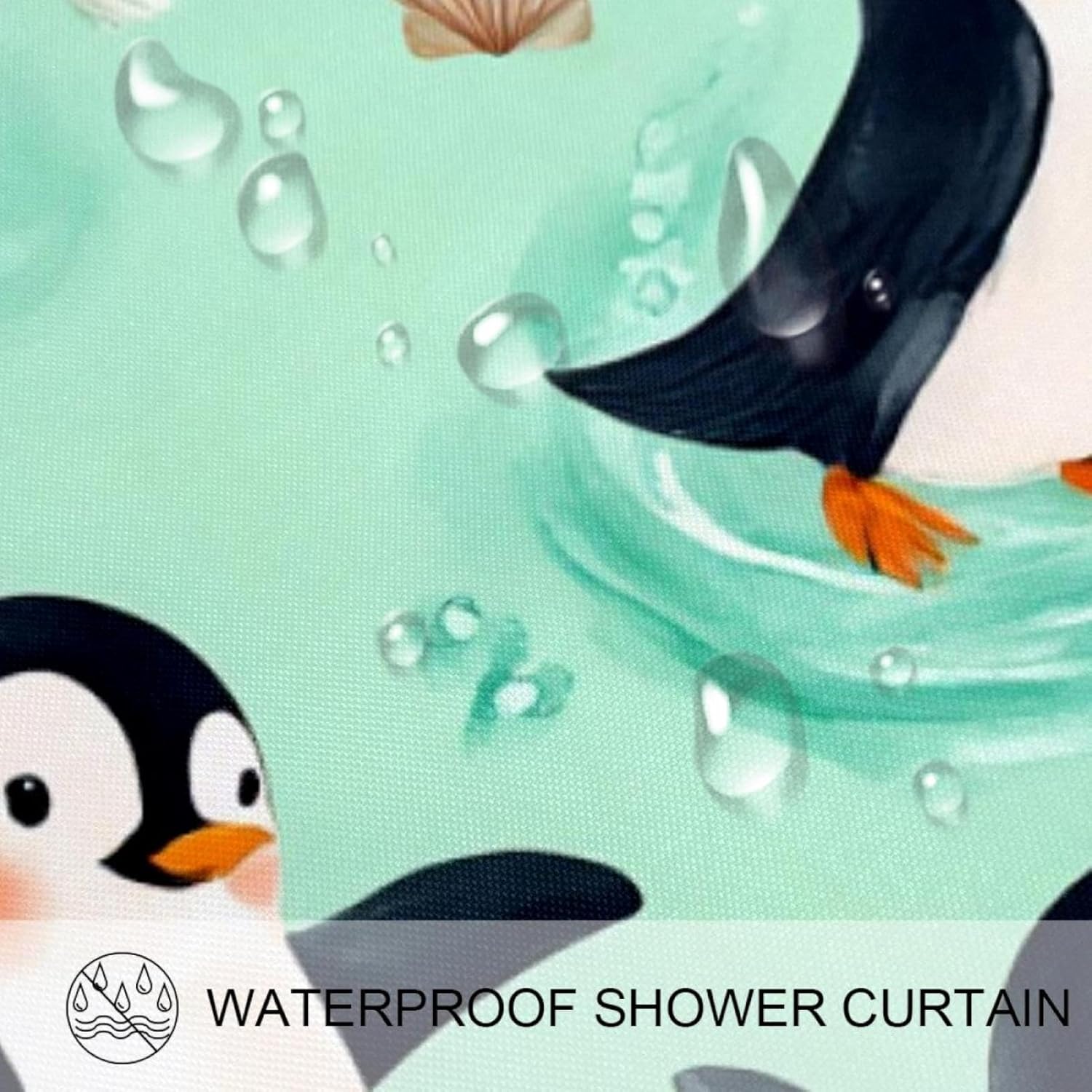 VAPOKF Penguins Play Seashells Shower Curtain Set 1