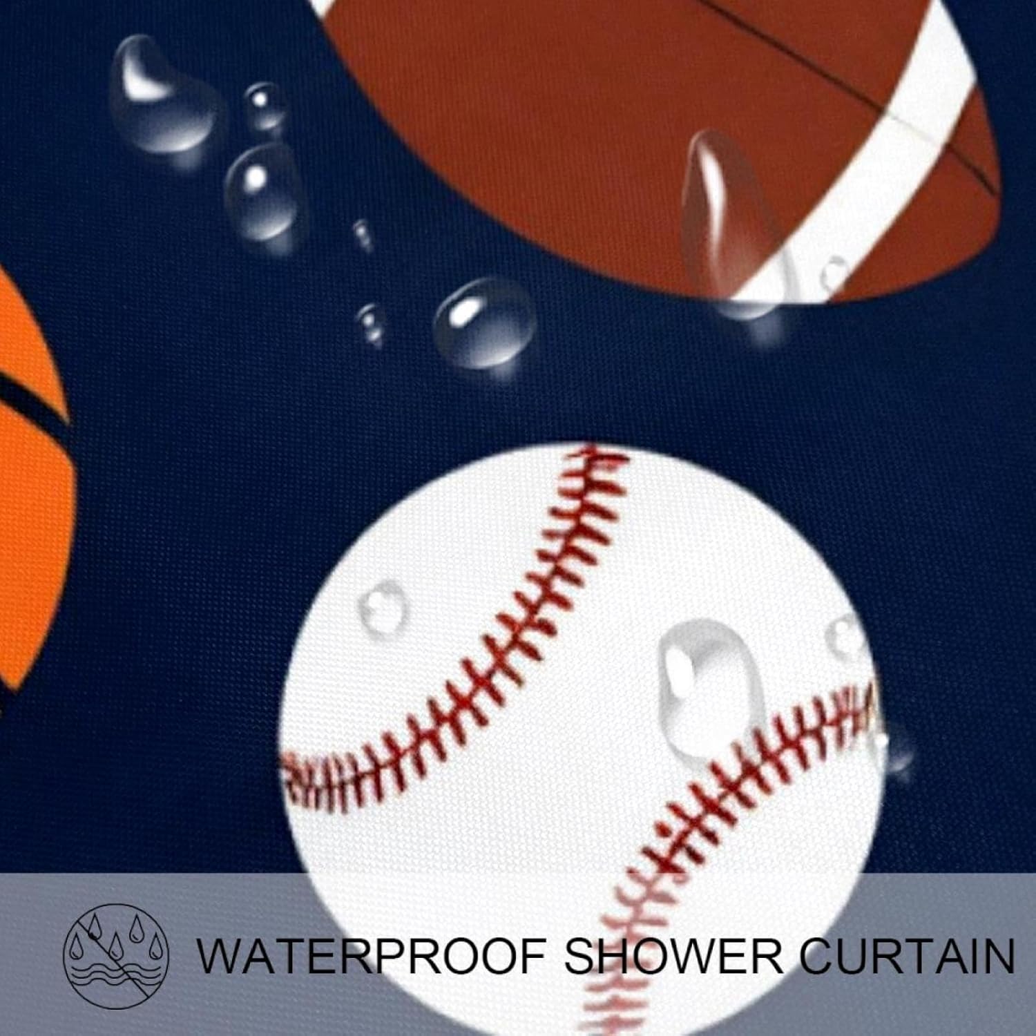 Perfect for Sports Fans Waterproof Washable Bathroom Curtain Set