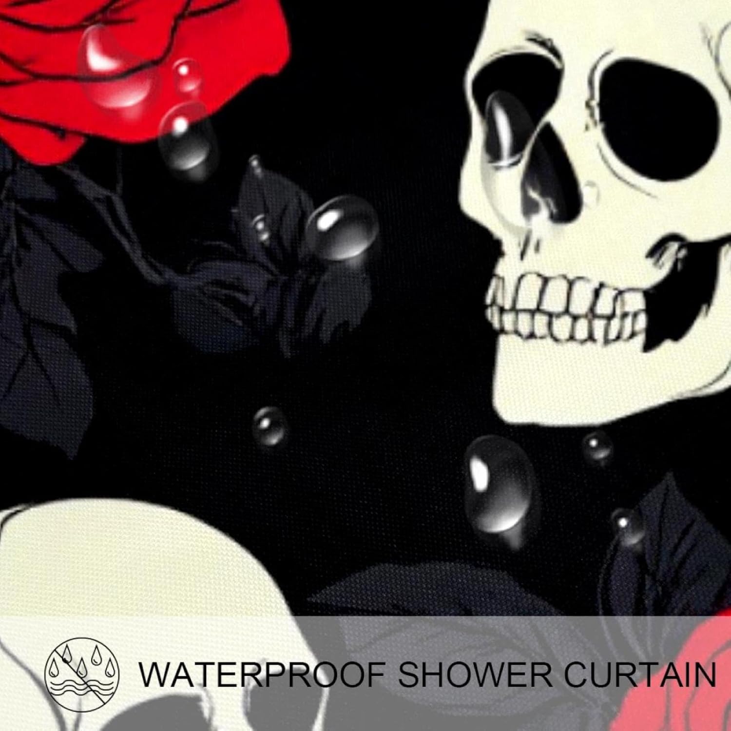 Bath Skeleton Skull Hand Holds Roses Shower Curtain Set - waterproof durable