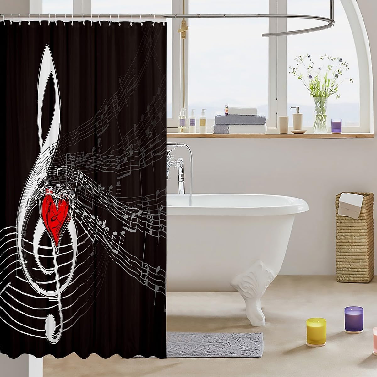 Feelyou Music-Themed Bathroom Showers Red Black 72x72