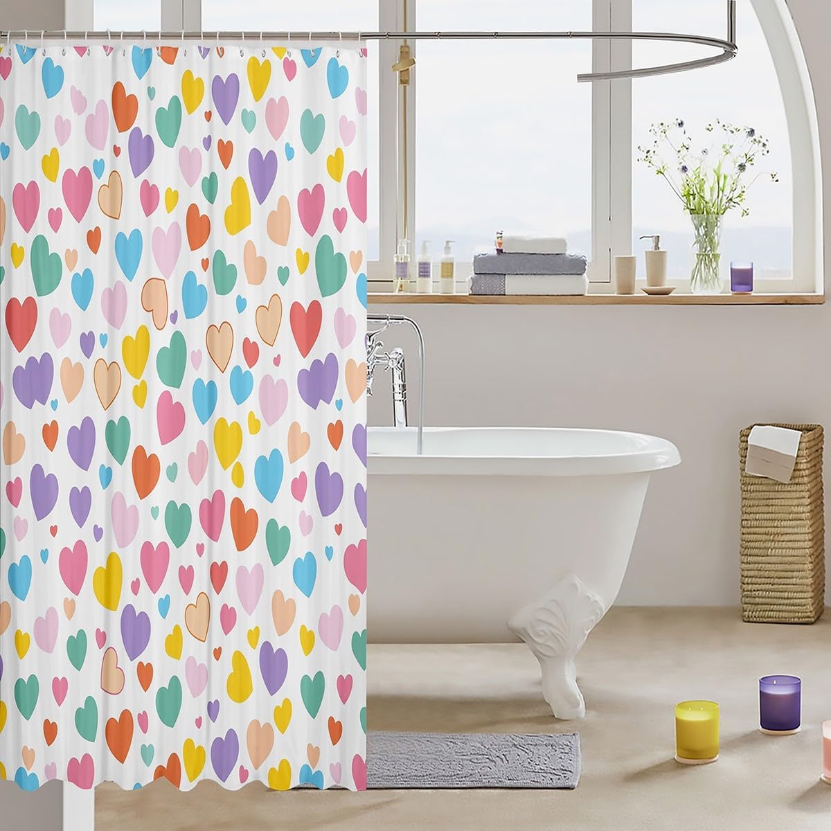 Manfei Love Heart Shower Curtains
