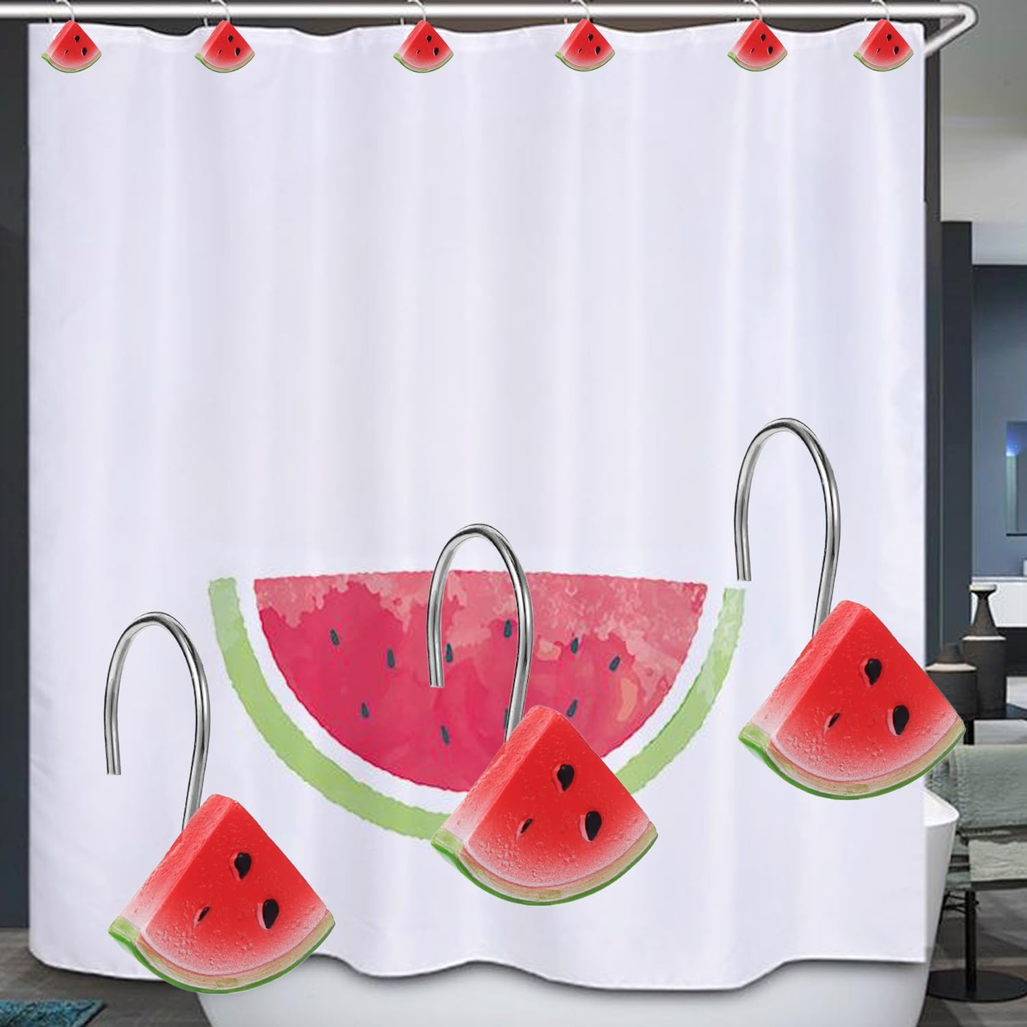 12 PCS Watermelon Shower Curtain Hooks Decorative