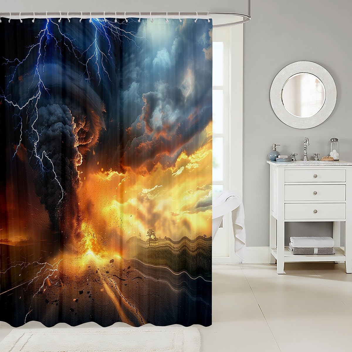 Castle Fairy Tornado Shower Curtain Set for Kids and Adults