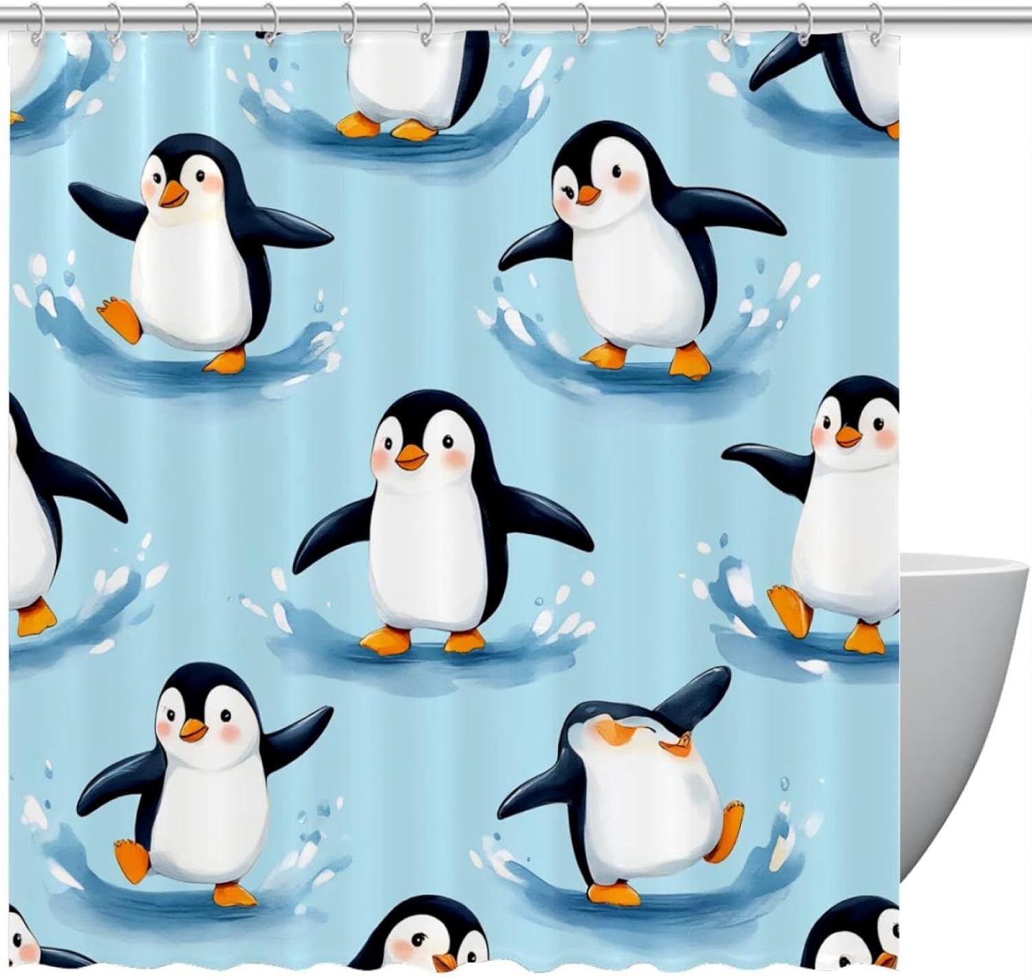 Fun Blue Penguin Bath Kurin Waterproof Durable