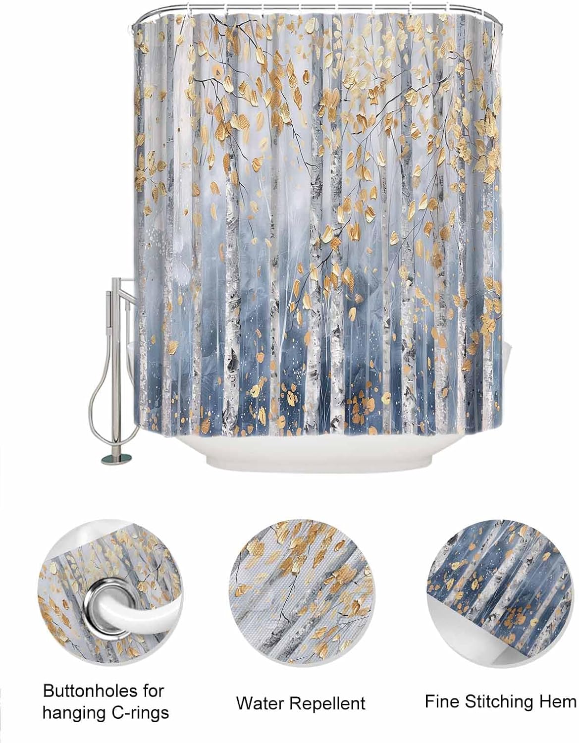 EZON-CH Nostalgic Yellow Shower Curtain Organizer