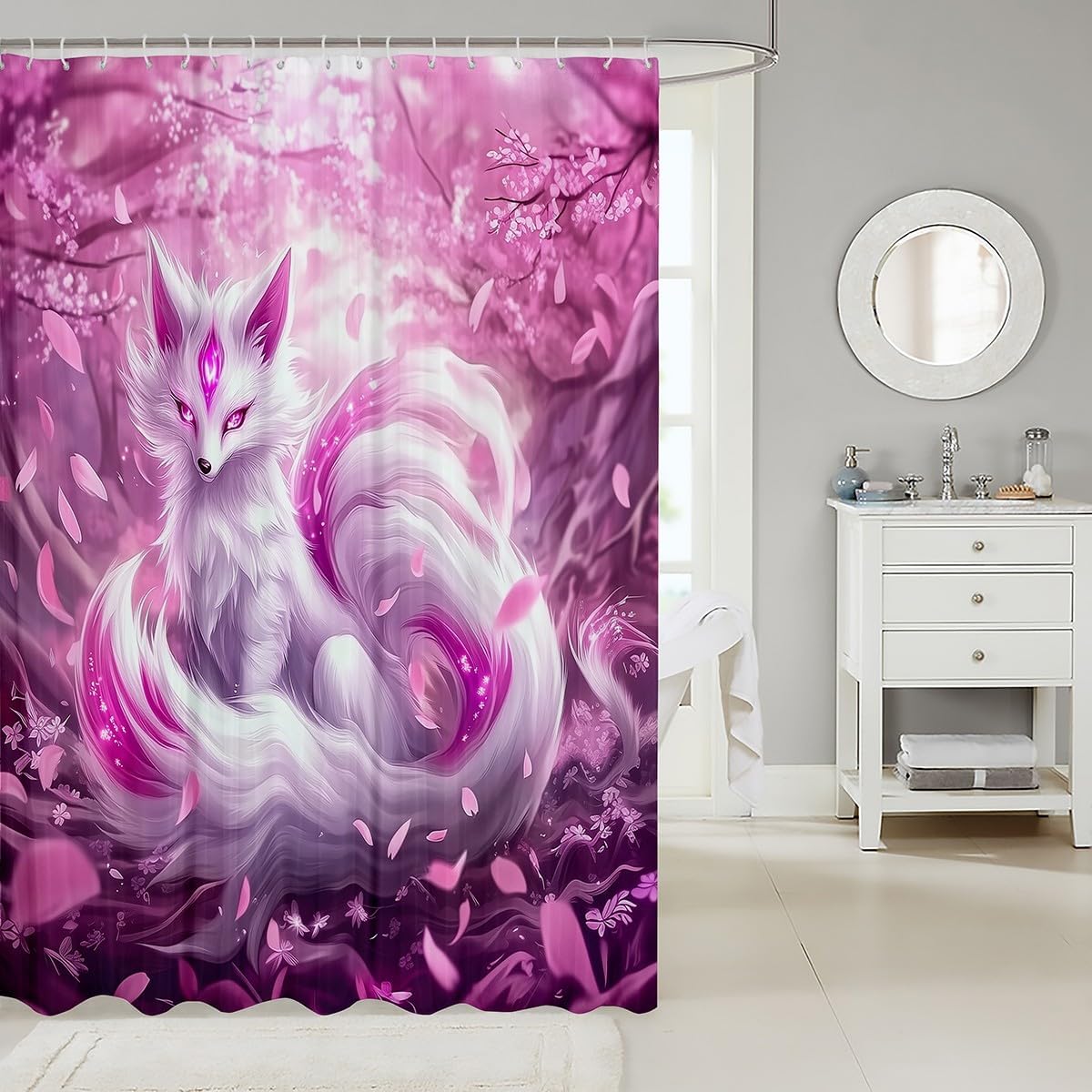 Feelyou Pink Fox Bath Curtain 72x72