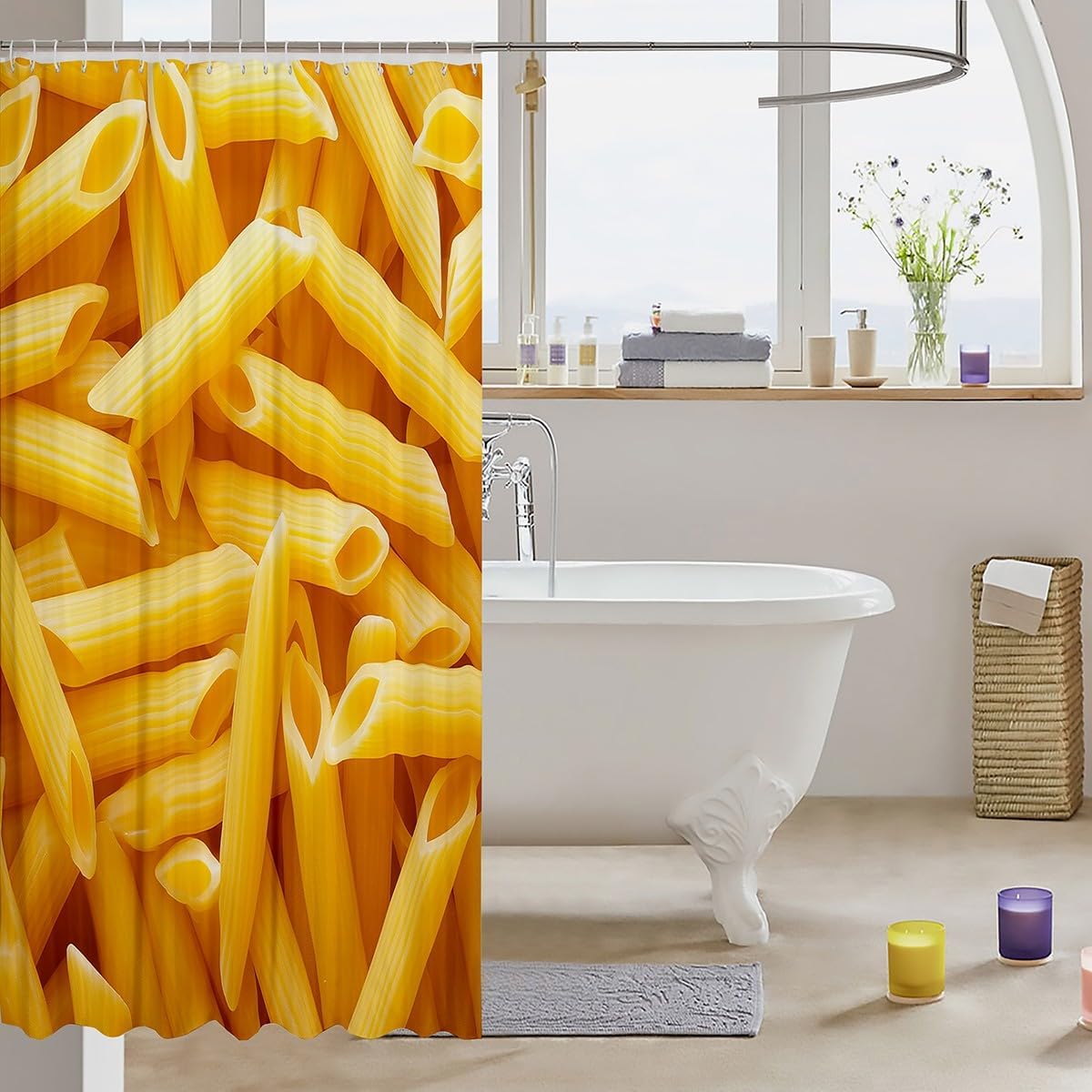 Erosebridal Noodle Shower Curtain - Yellow 72 x 72
