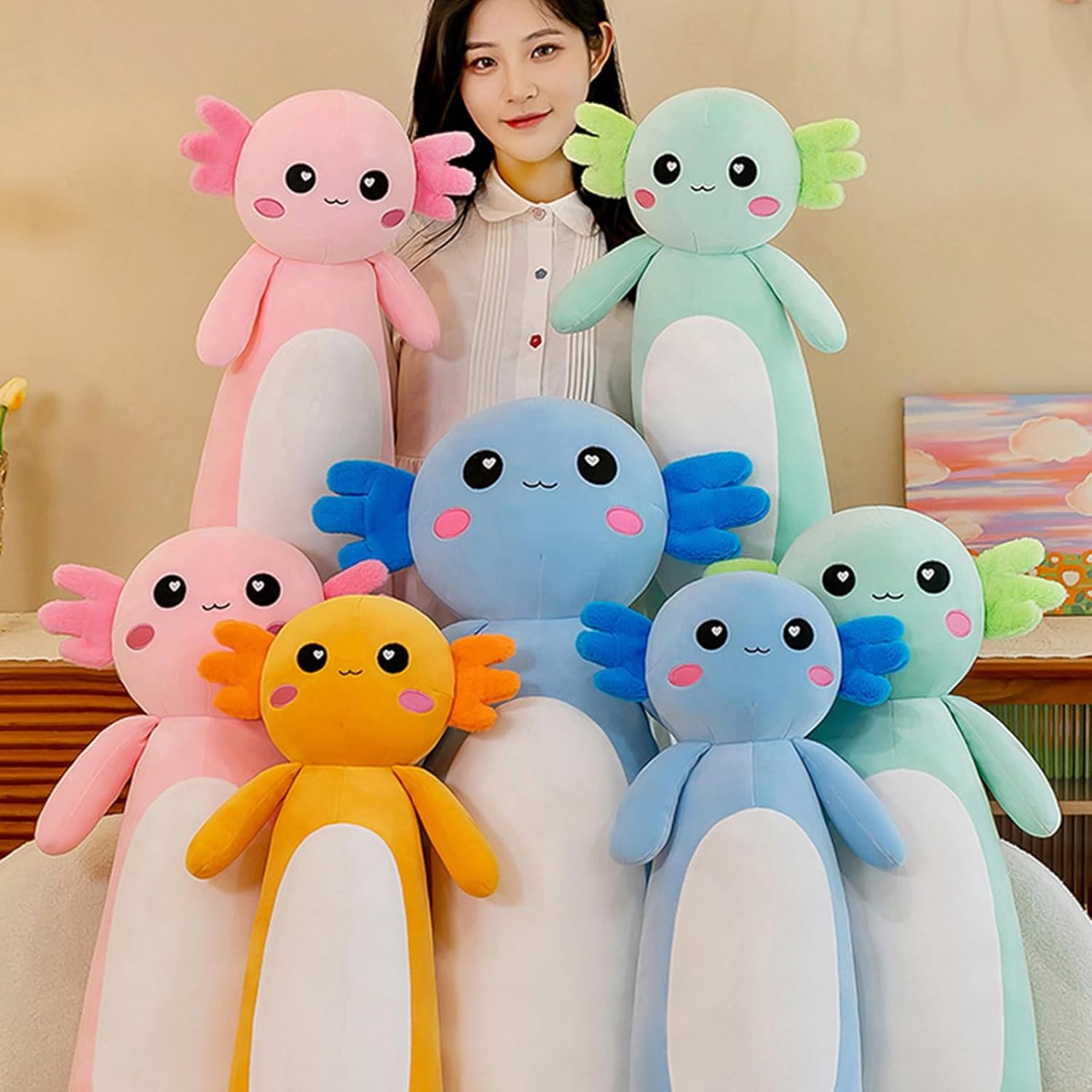 Somao Long Axolotl Plush Pillow Green