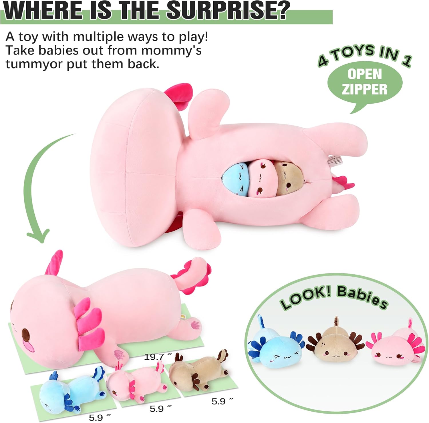 Onsoyours Axolotl Family Plush Pillow