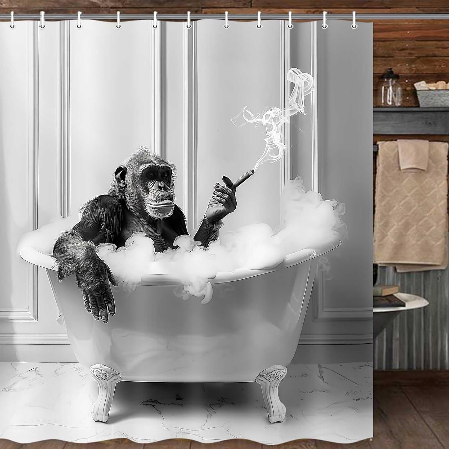 Funny Durable Monkey Shower Curtain 72x72