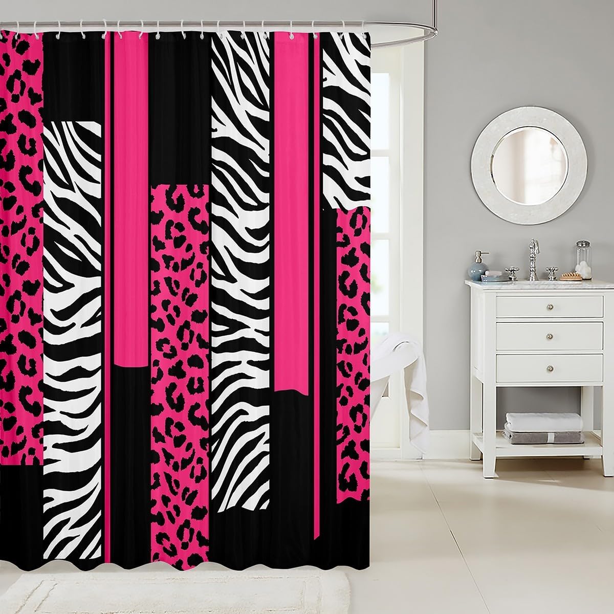Adorable Leopard and Zebra Shower Curtain for Kids