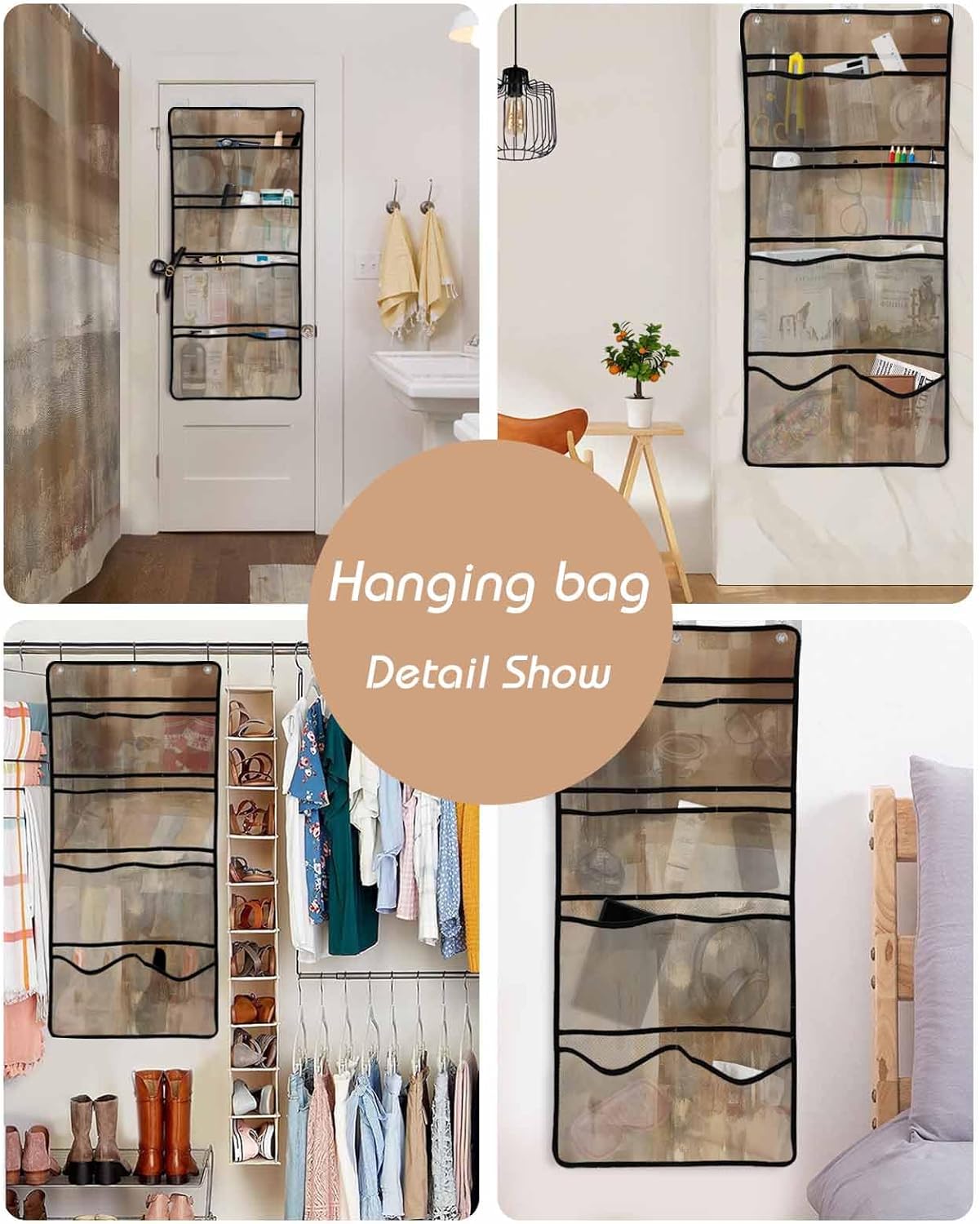 Waterproof Shower Curtain Organizer - 48x72 Brown