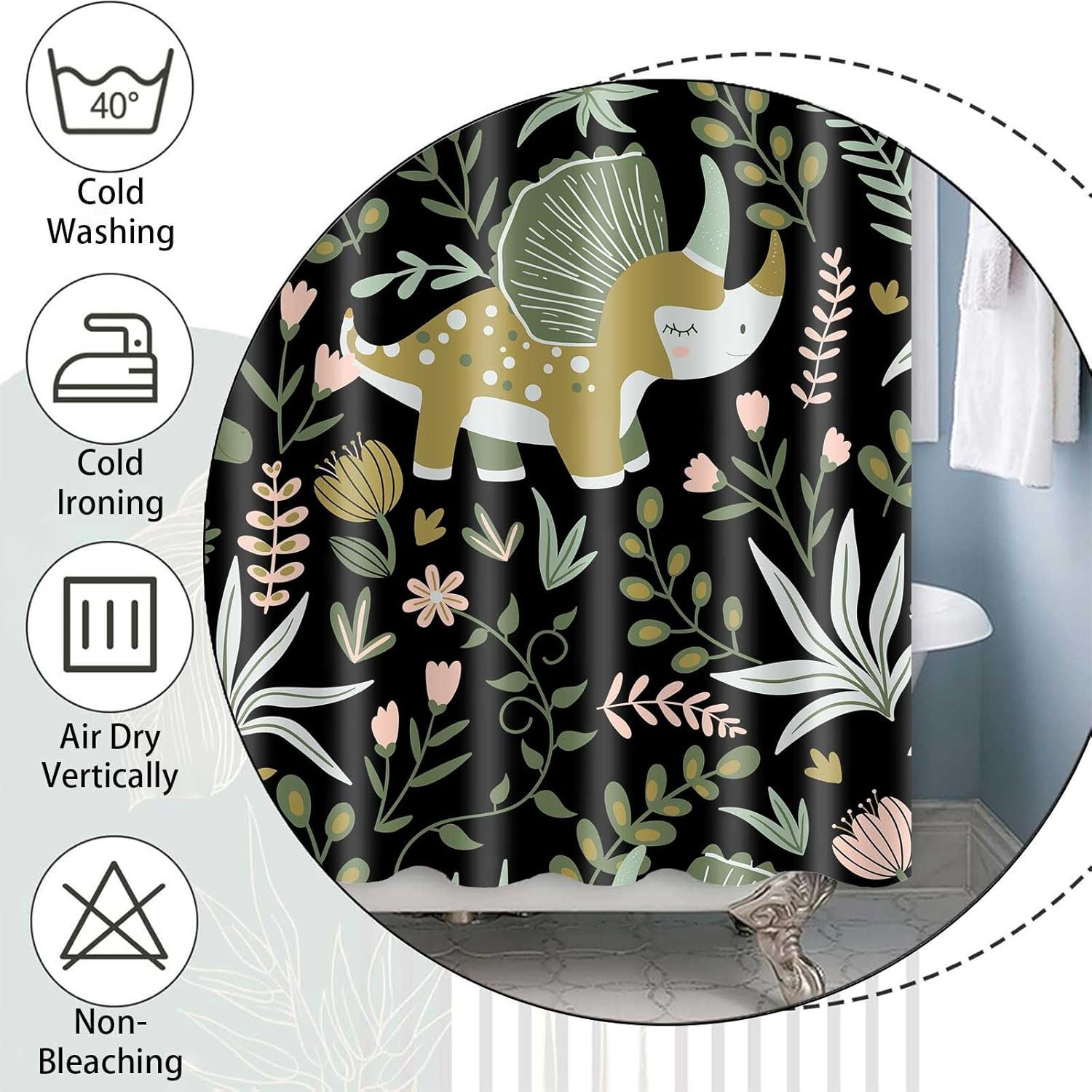 Funny Dinosaur Black Shower Curtains Great for Your Bathroom and Kids Too