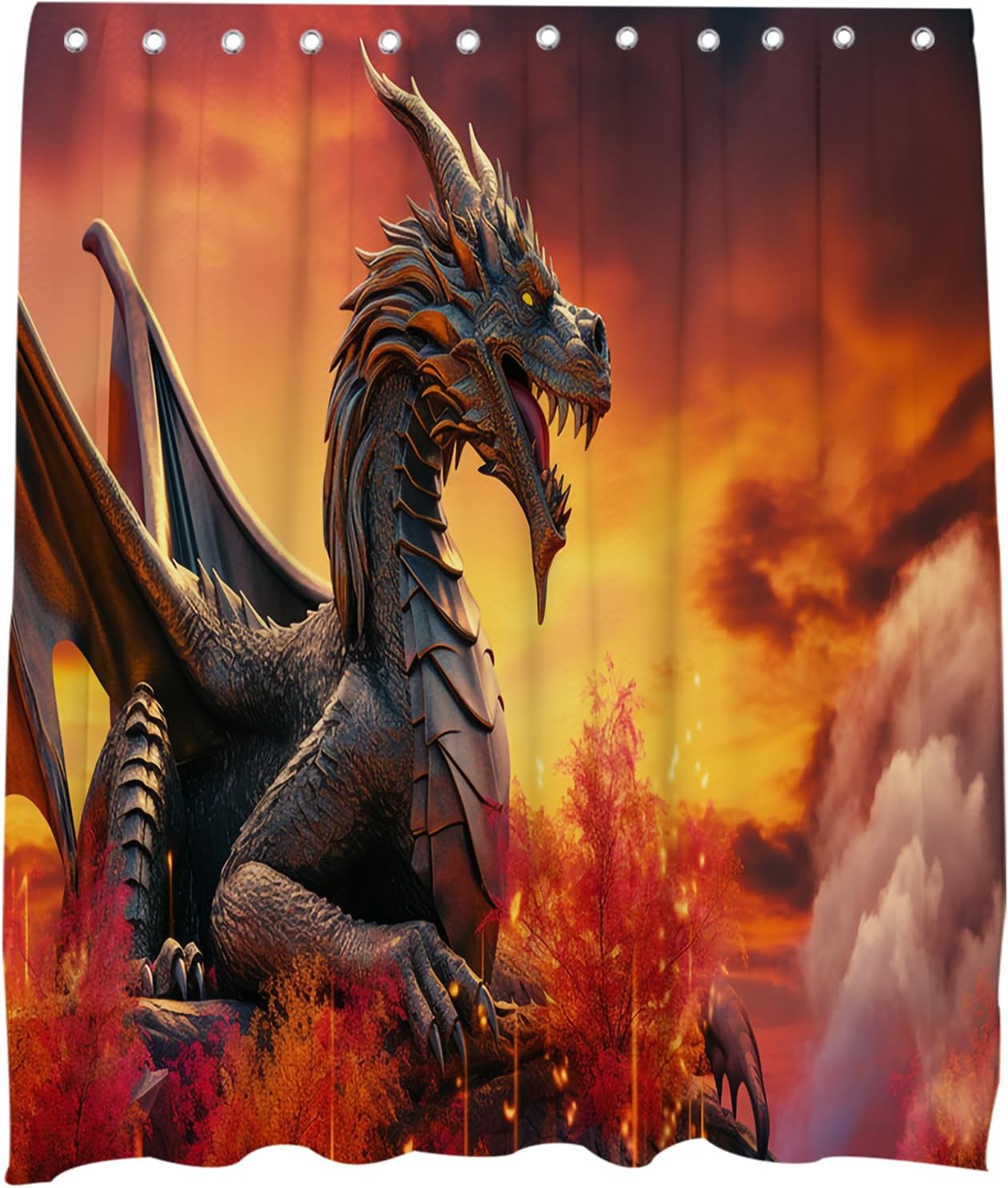 Funny Western Dragon Shower Curtain