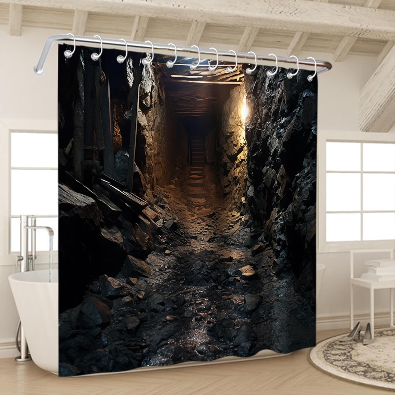 Adventurous Bath Time Peaceful Discipline - Cave Tunnel Shower Curtain 72x72