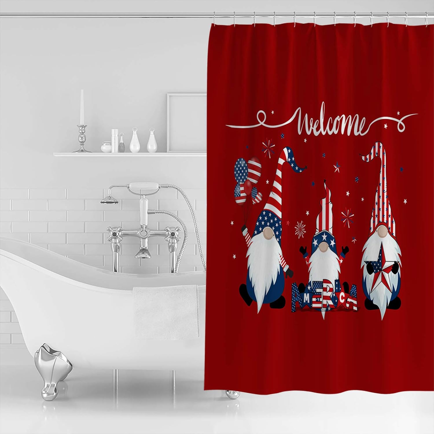 Luxurious Checked Bathroom Shower Curtain by TocaHome Soft Durable Machine Washable