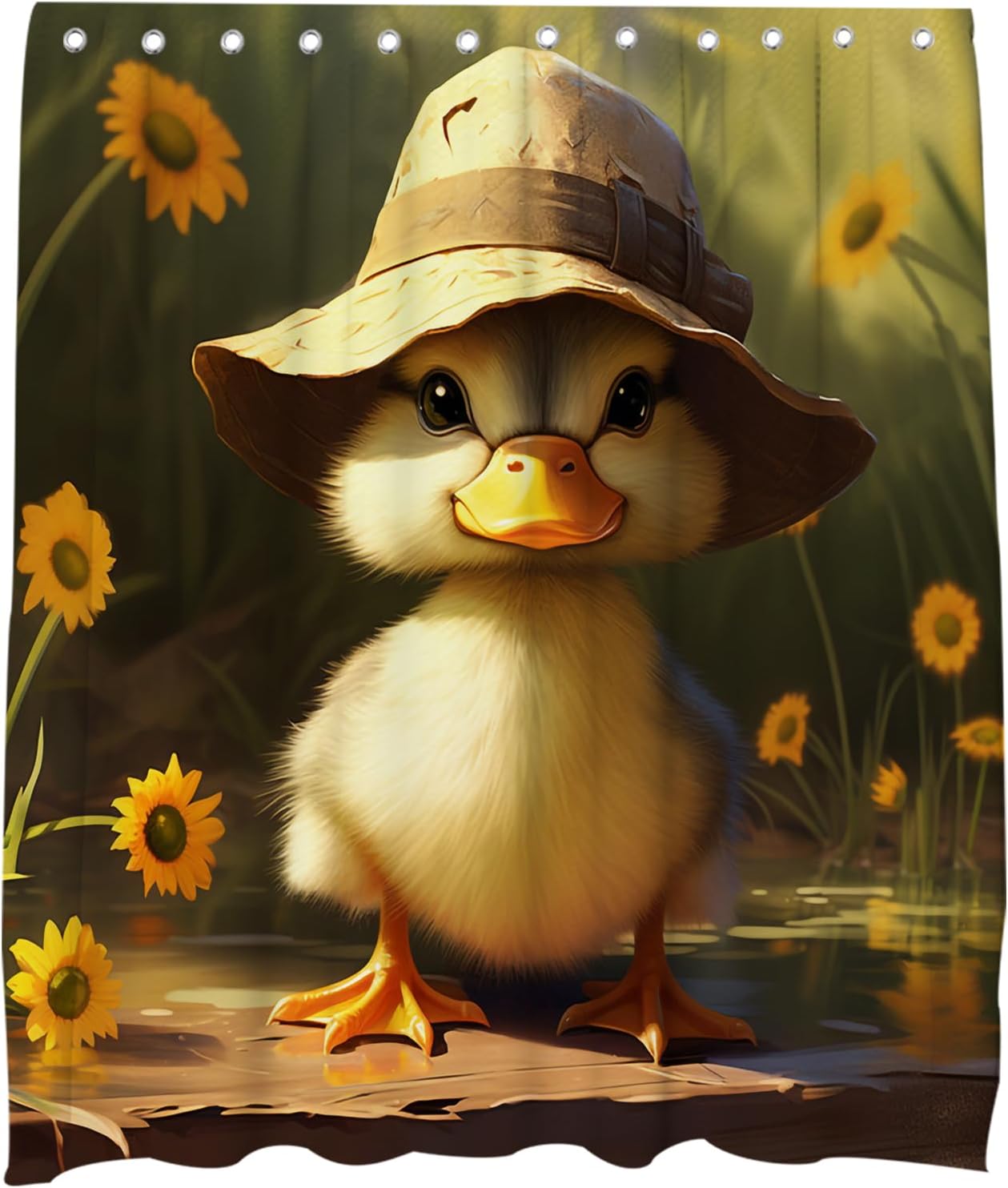 Cute Duck Shower Curtain Machine Washable Waterproof and Perfect for Kids