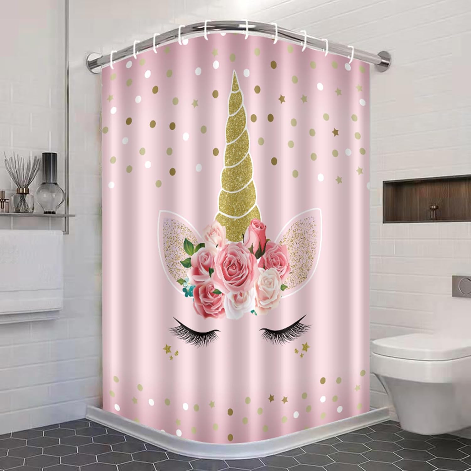 Zchomi Unicorn Kids Shower Curtain 72x72 Inch