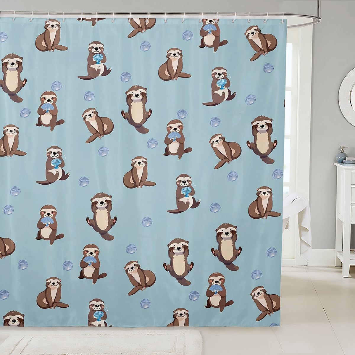 Feelyou Kawaii Seaworld 72x72 Blue Ocean Shell Bath Curtain