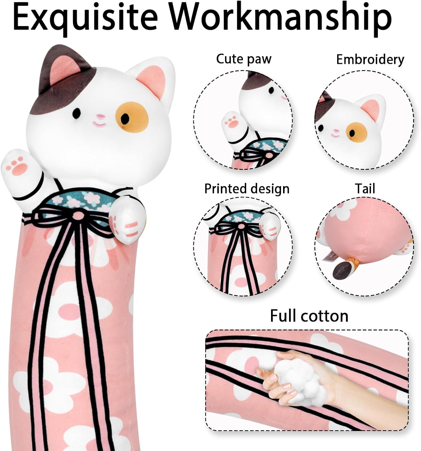 Adorable Pink Cat Plush Pillow for Kids