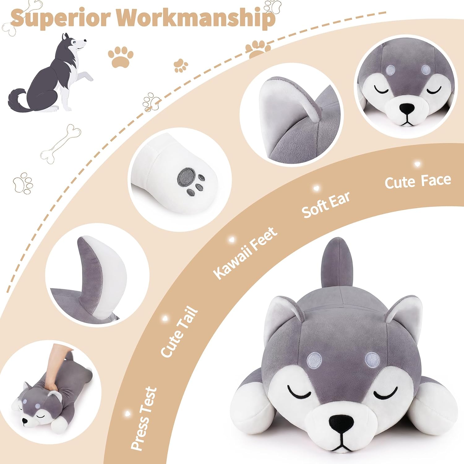 Husky Plush Pillow 30 Soft Cozy