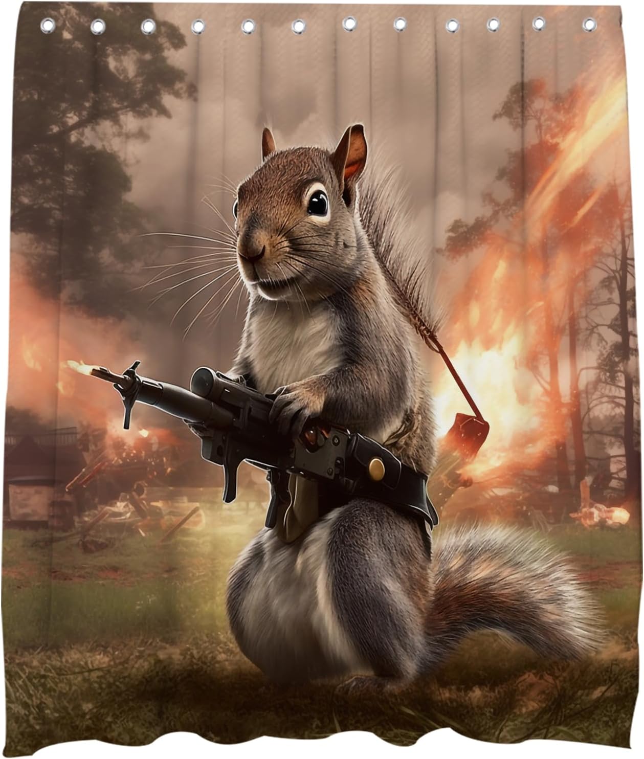 Elevate your bathroom with the Handsome War Rat shower curtain set