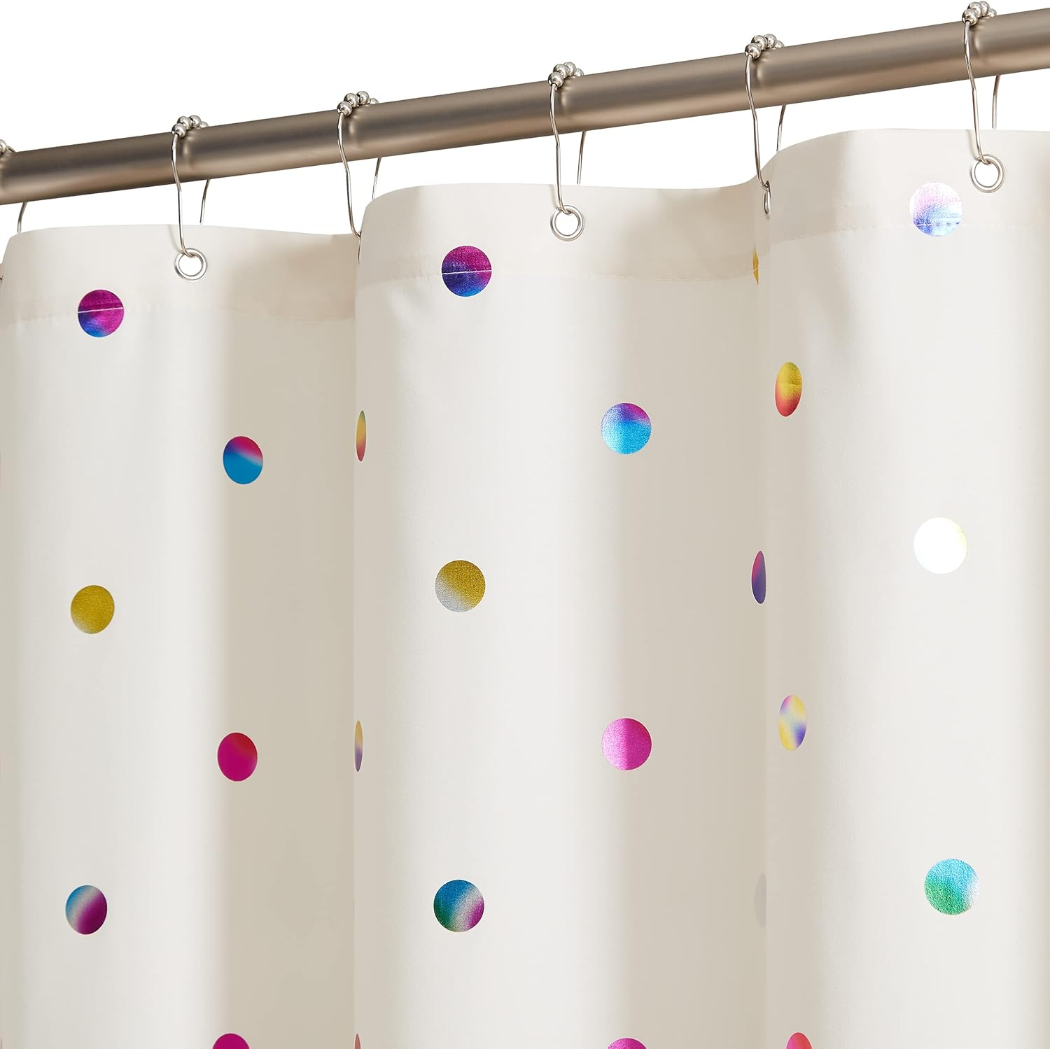 Beige Metallic Polka Dot Shower Curtains for Bathroom waterproof easy hang