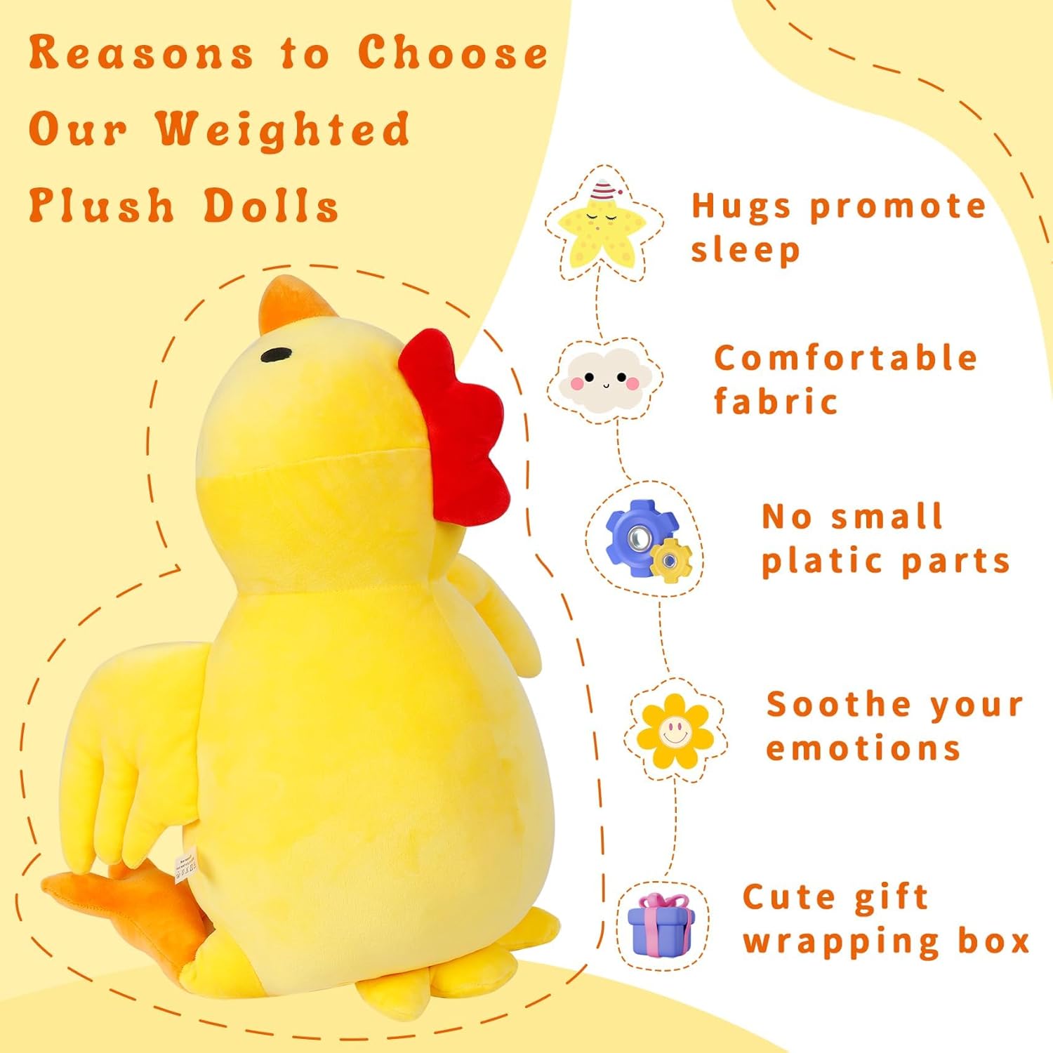 Weighted Plush Chicken Stuffed Animal