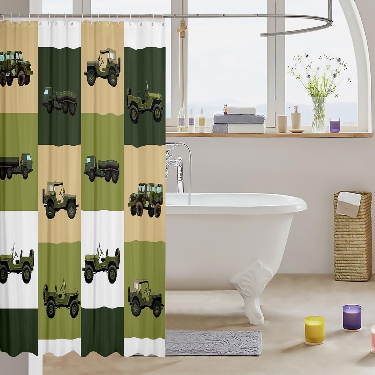 Feelyou Cartoon Car Shower Curtain