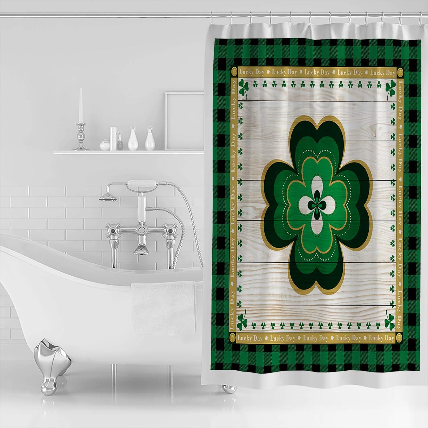 TocaHome Shamrock 36x72 Water-Resistant Shower Curtain Machine Washable