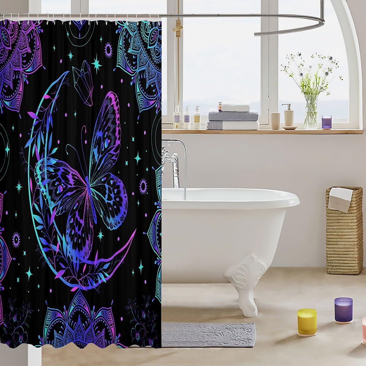 Vibrant Bohemian Gradient 72x78 Washable Bath Curtain for Kids