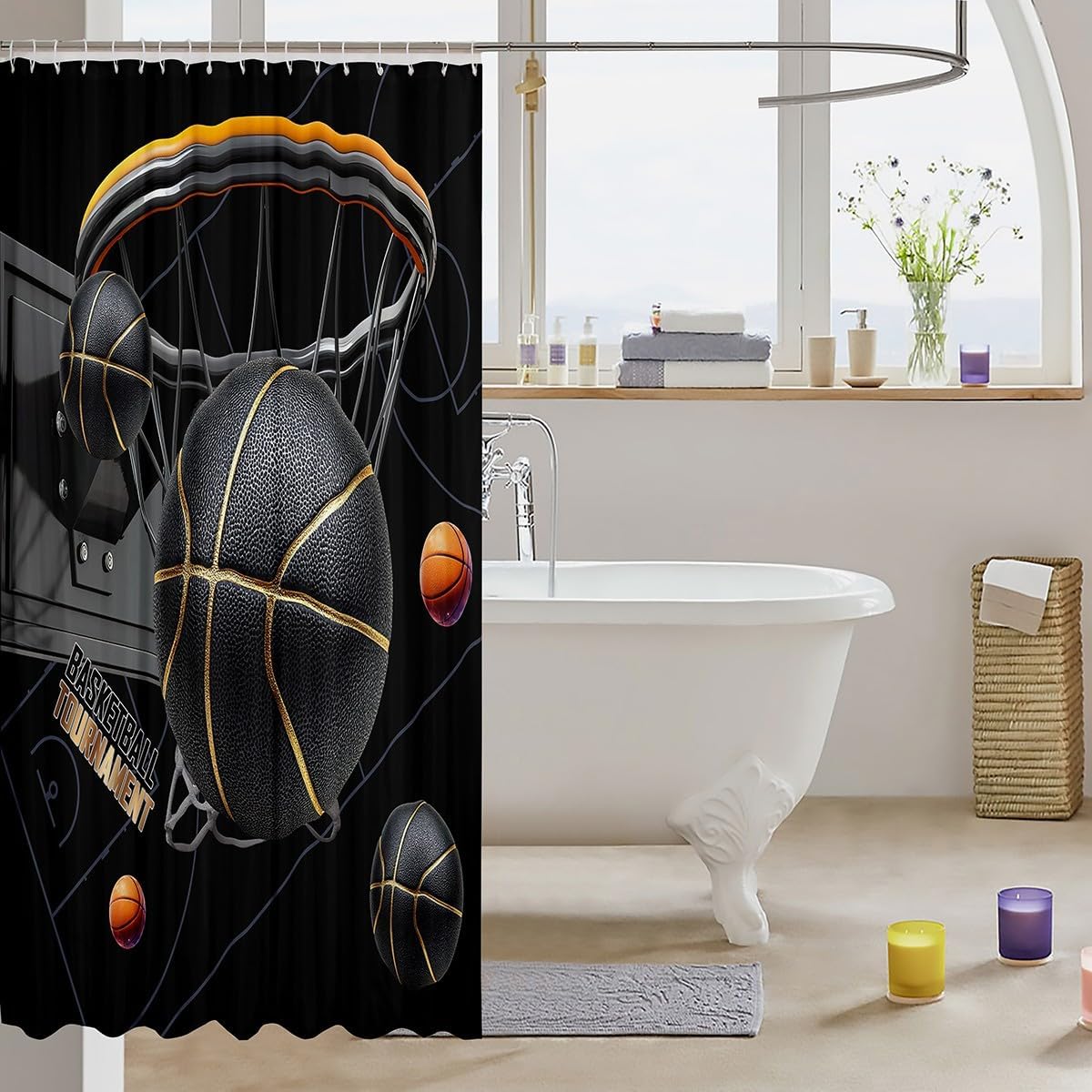 Jeffeloiu Basketball Shower Curtain