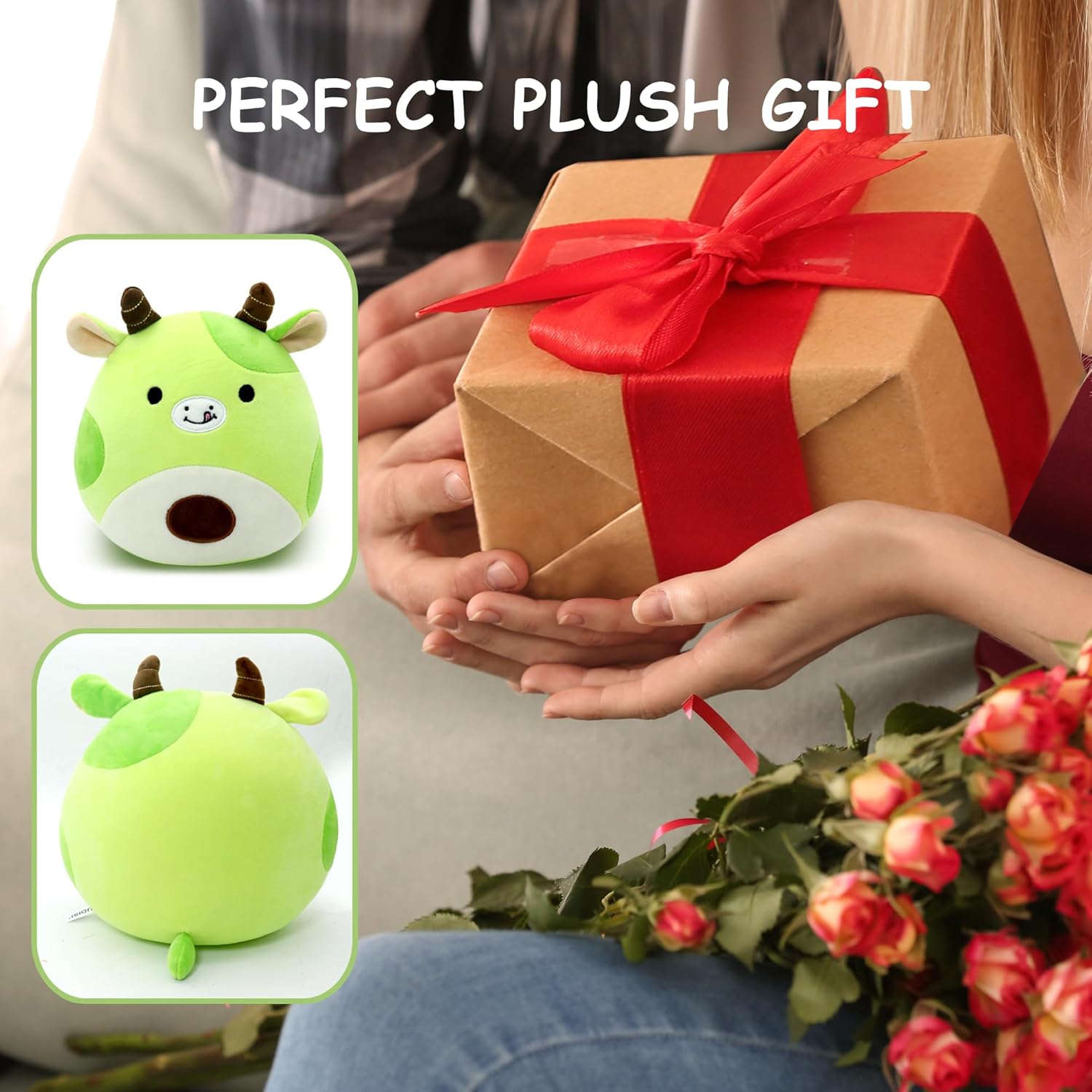 Gudisi Avocado Cow Plush Pillow for Kids