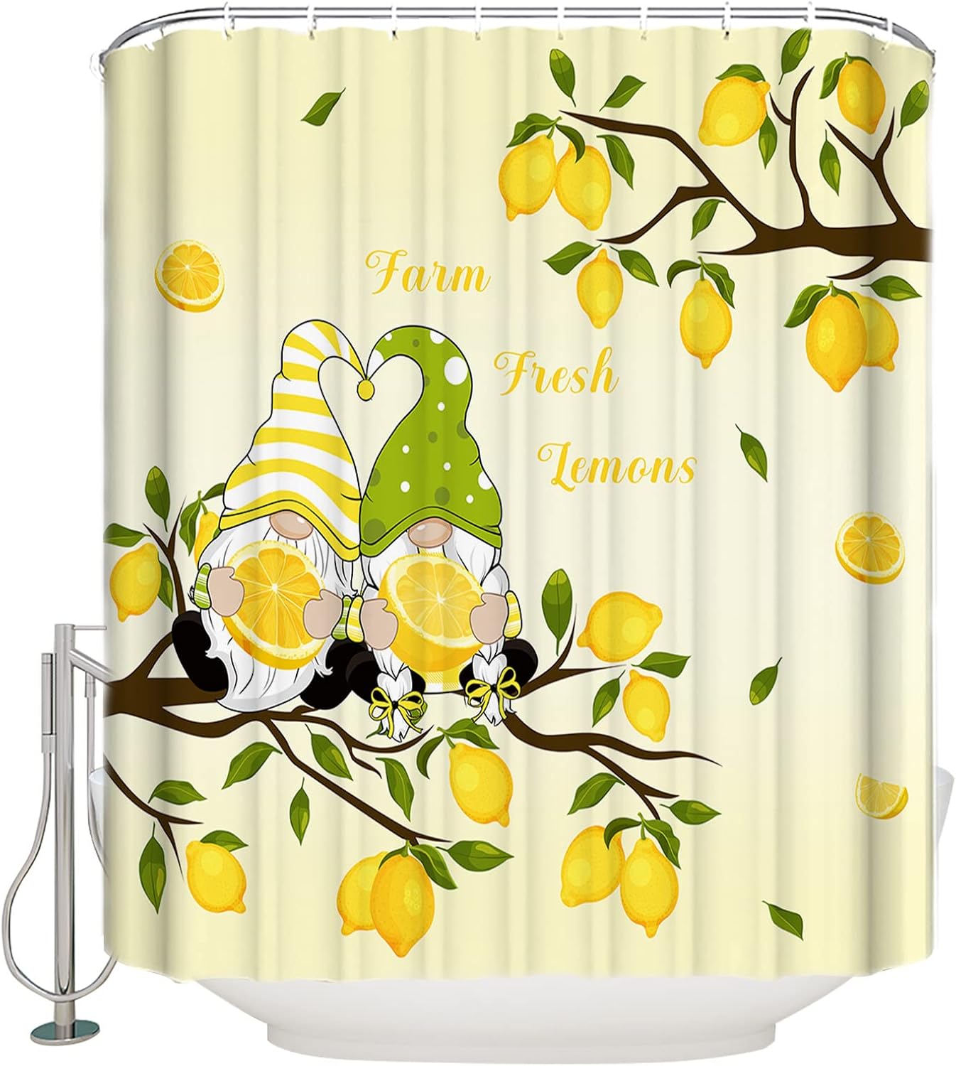 TocaHome Waterproof Summer Shower Curtain Set 72x78 Polygons Machine Washable