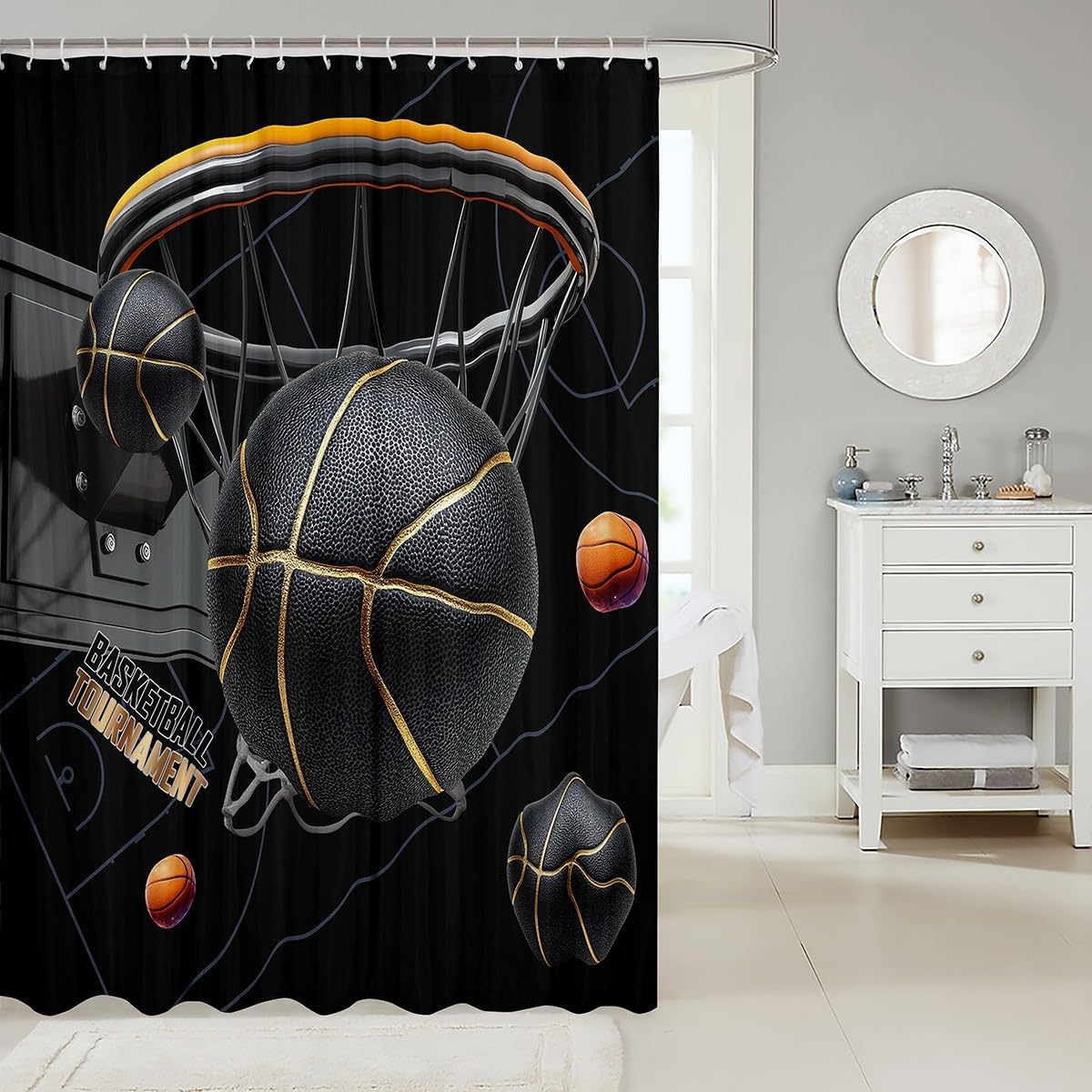 Jeffeloiu Basketball Shower Curtain