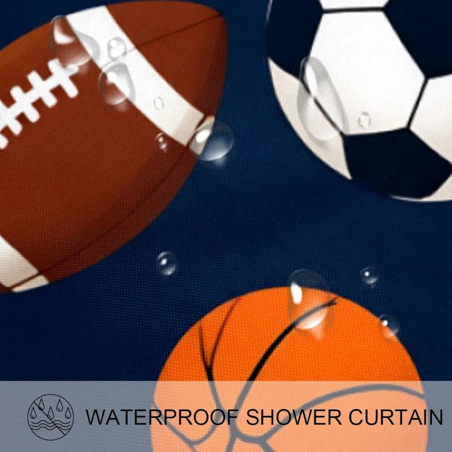 VAPOKF Basketball Baseball Rugby Football Shower Curtain Set 60x72 inches Waterproof Durable