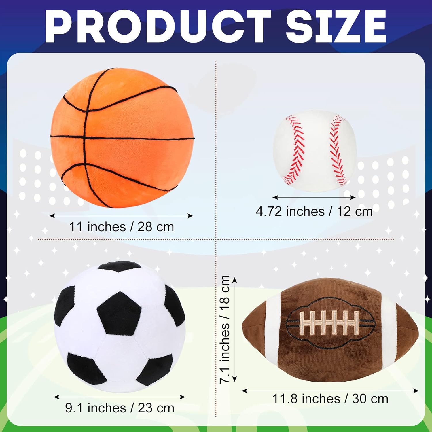 Sratte 4-Piece Sports Plush Pillow Set for Kids
