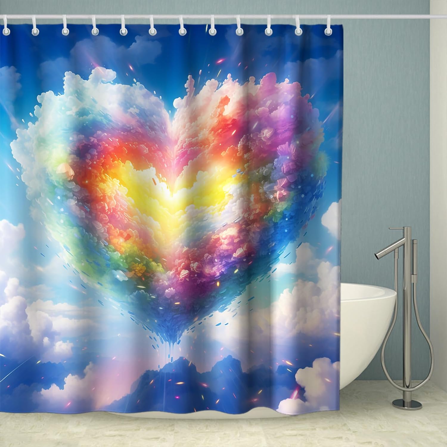 Landscape Valentines Day Bath Curtain