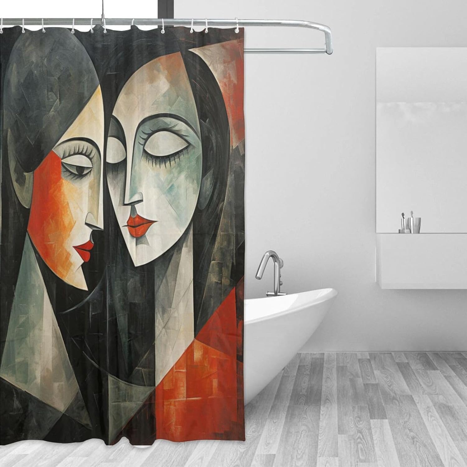 Kissing Girl Oil Painting Boho Shahbn Curtain Set Luxury Functional