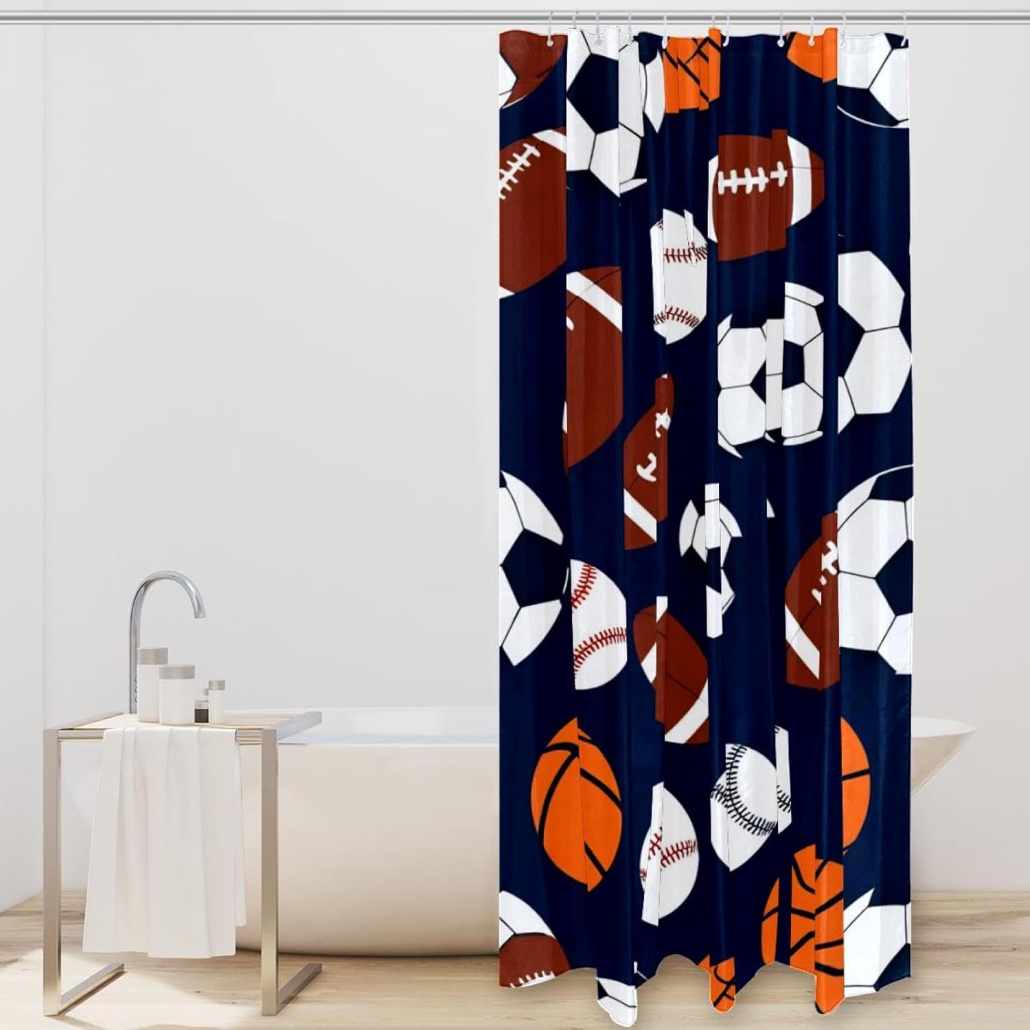 Perfect for Sports Fans Waterproof Washable Bathroom Curtain Set