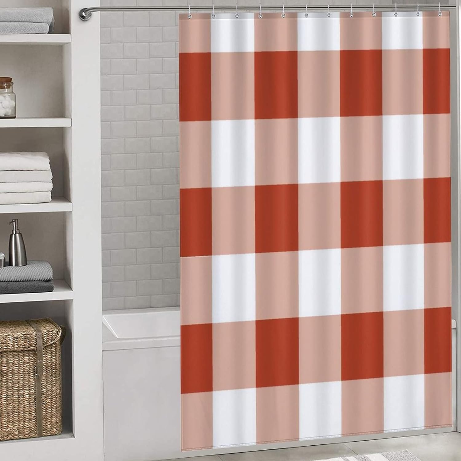 UanMere Buffalo Check Tartan Plaid Shower Curtain for Bathroom