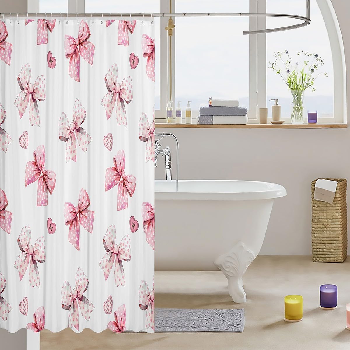 Feelyou Kawaii Bow Bath Curtain - Perfect for Kids