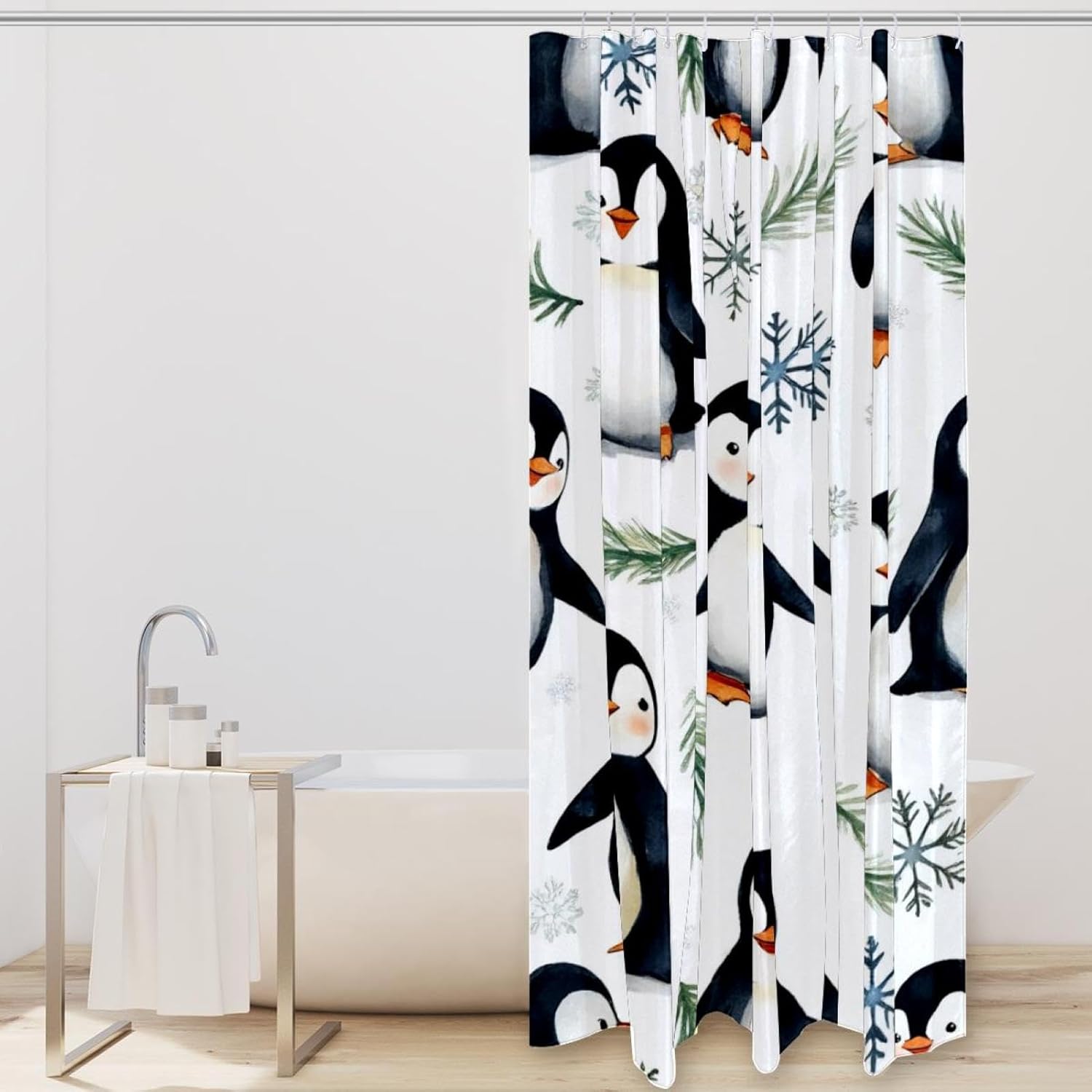 VAPOKFPlayful Penguins Branches Shower Curtain Set