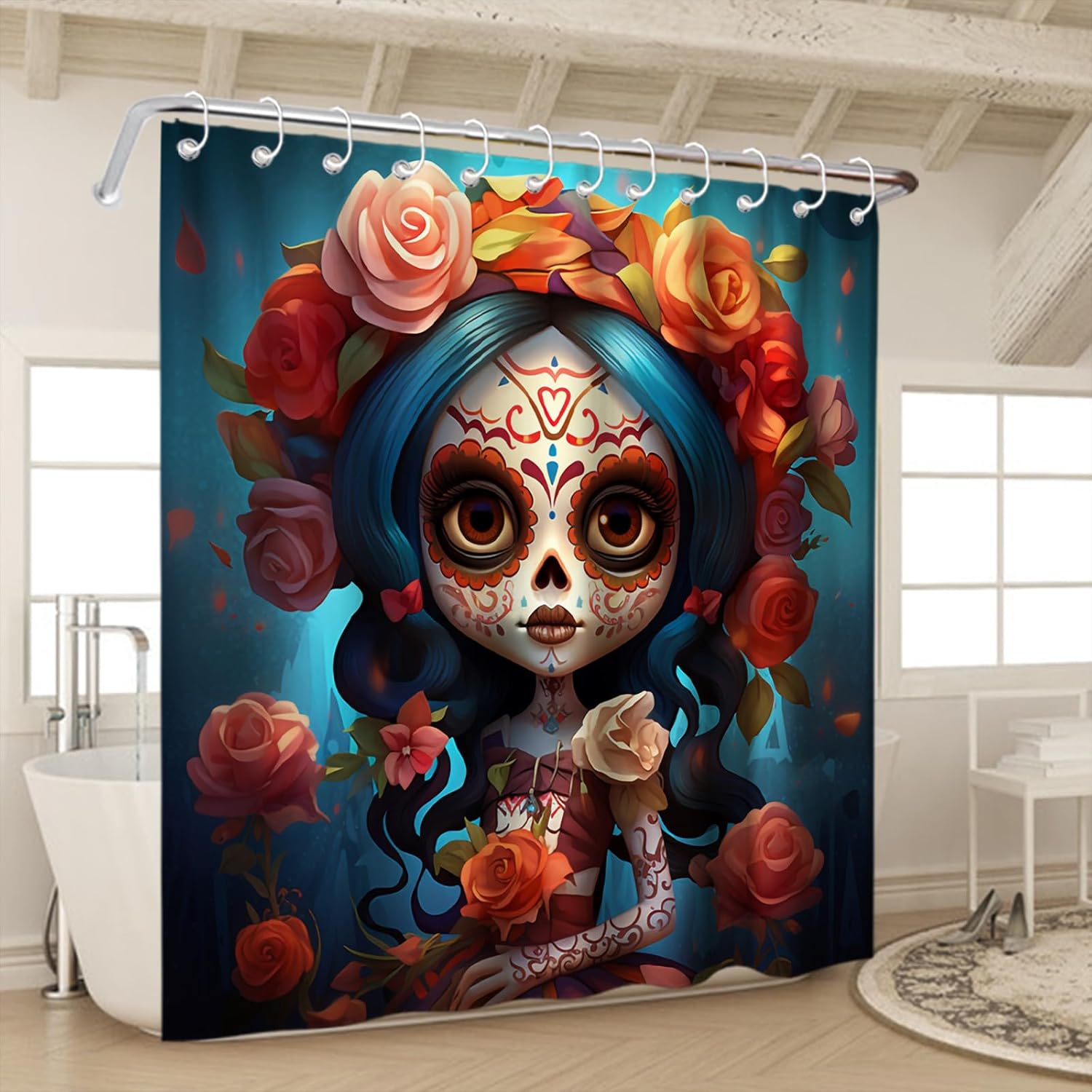 Halloween Zombie Girl Bath Curtain
