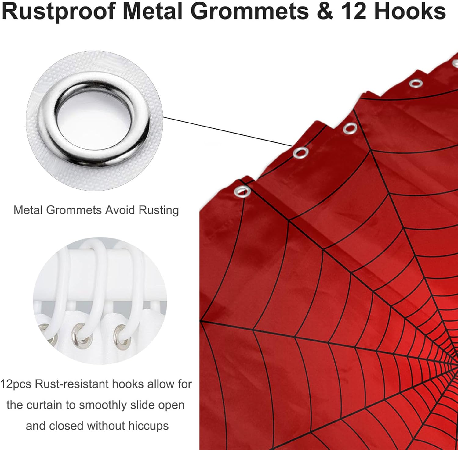 Perfect Red Spider Web shower curtain Durable Stylish