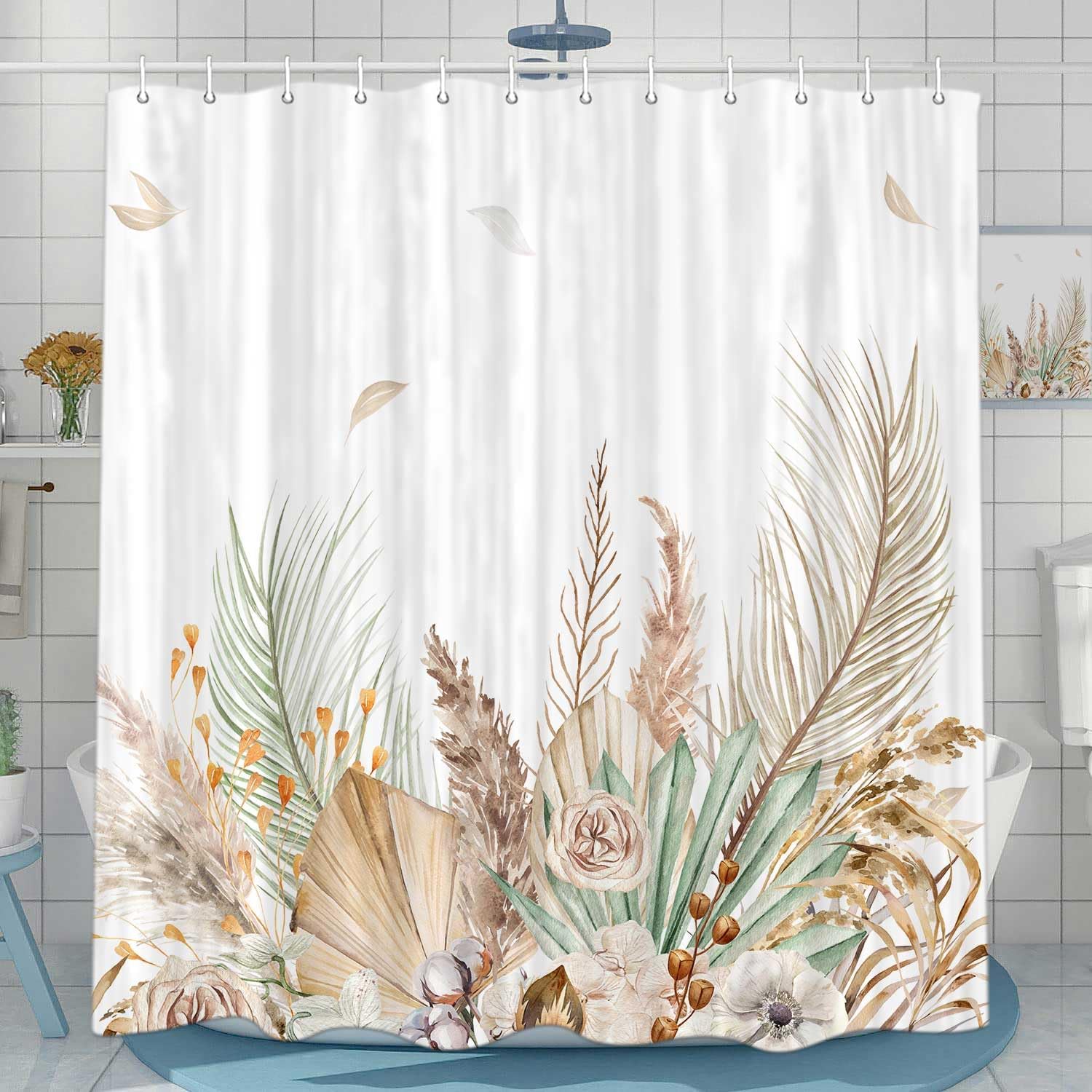 JAWO Boho Brown Floral Leaves Bath Momentum bathing experience