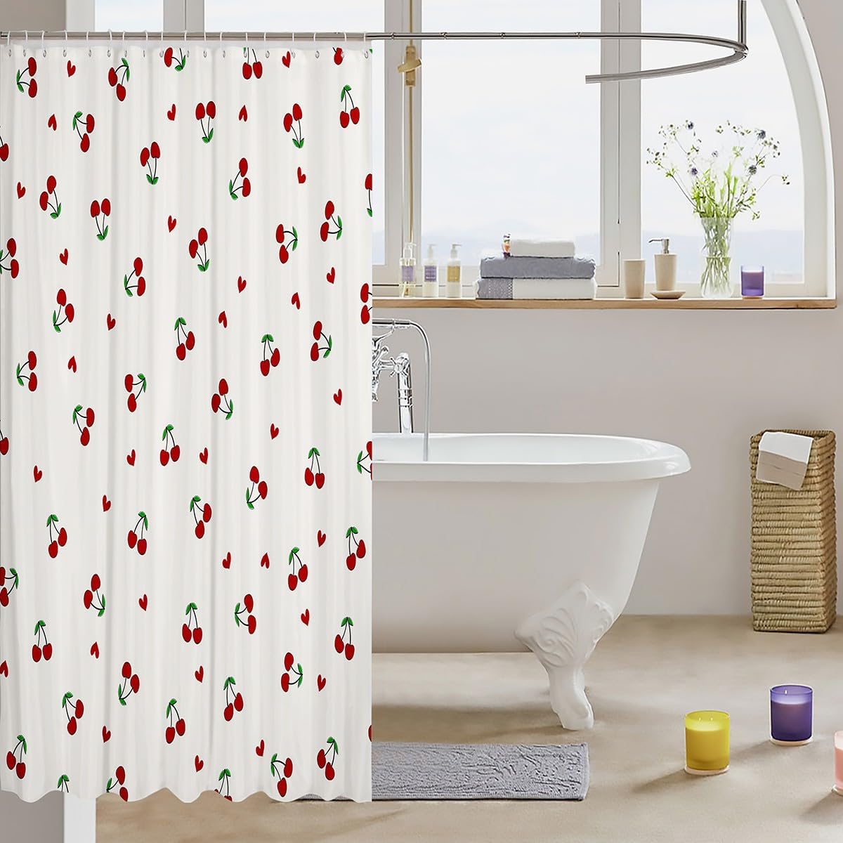 Feelyou Kids Red Cherry Bath Curtain
